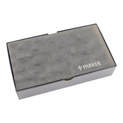 Parker Duofold fountain pen in blue marble, with 18ct gold nib, in case 