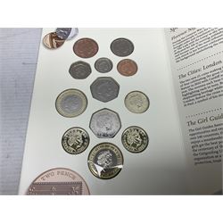 The Royal Mint United Kingdom 2005 proof coin set, with certificate, 2009 'Henry VIII' brilliant uncirculated fine pound coin, 2010 brilliant uncirculated coin collection, 2015 'The Fourth and Fifth Circulating Coinage Portrait Collection', and 'Farewell and Nations of the Crown UK' one pound brilliant uncirculated two coin set, all cased or in card folders