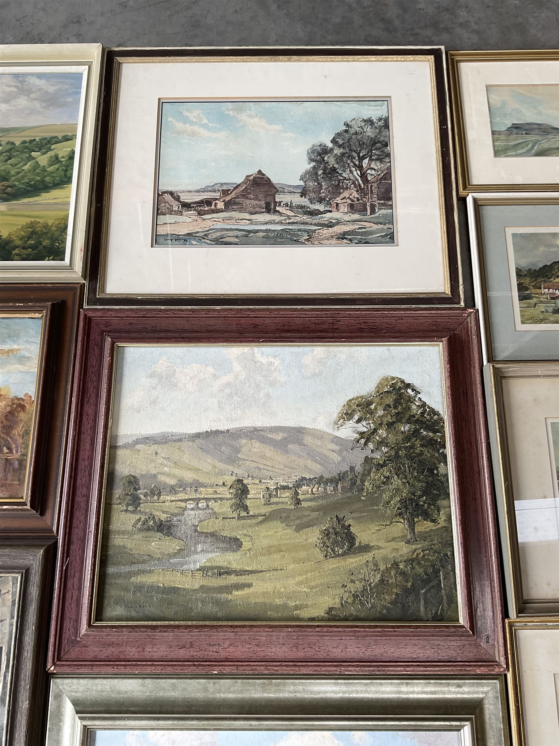 Collection of Yorkshire paintings, artists including Angus Rands, Joseph Pighills, Claude Horsfall, Gordon Clifford Barlow, Joseph Appleyard, George Graham, L Wilkinson, John Frederic Greenwood, etc (11)