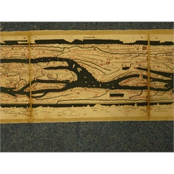  Reproduction map of Tabula Peutingeriana, an illustrated Ancient Roman road map showing the layout of the Curcus Publicus, the road of the Roman Empire, with original box and cover, 485cm x 32cm    