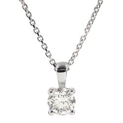 18ct white gold single stone, round brilliant cut diamond pendant necklace, diamond approx 0.95 carat 