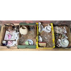 Miscellaneous group of smalls, glass, ceramic etc, in four boxes
