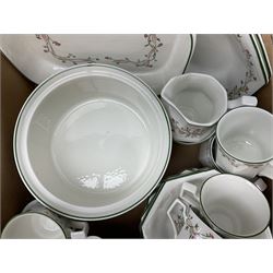 Quantity of Johnson Brothers tea and dinner wares decorated in the 'Eternal Beau' pattern, to include lidded tureen, lidded casserole dish, teapot, bowls, plates etc