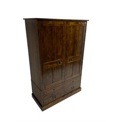 Laura Ashley - 'Garrat Dark Chestnut' double wardrobe, fitted with two panelled cupboard doors over four drawers