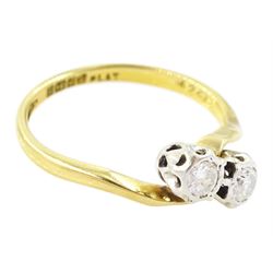 18ct gold diamond crossover ring, set with two round brilliant cut diamonds, Birmingham 1962, total diamond weight approx 0.25 carat
