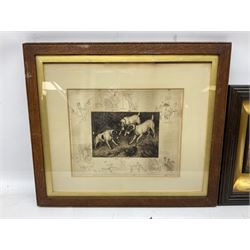 Victorian silhouette; after Josepha Reynolds 'A Bacchante', 19th century print; after John Hoppner pair 19th century colour prints, Frank Paton 'Not at Home', etching signed in pencil, together with etching, engraving and frame (9)
