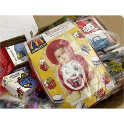 Two boxes of Mcdonalds memorabilia and merchandise