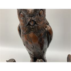 Three Priory Castings composite figures of owls, largest example H40cm