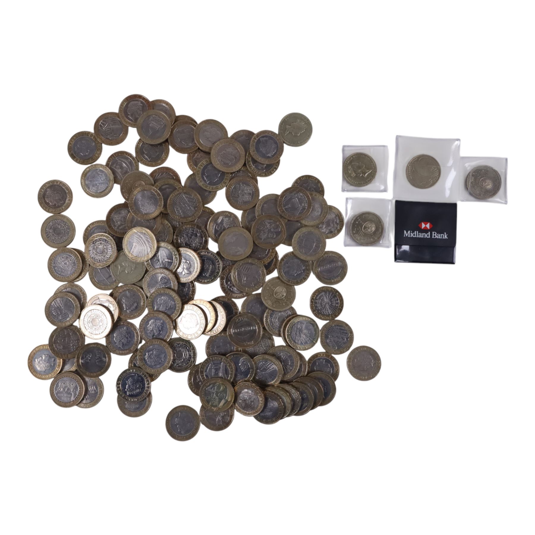 Queen Elizabeth II commemorative two pound coins, face value of approximately 492 GBP