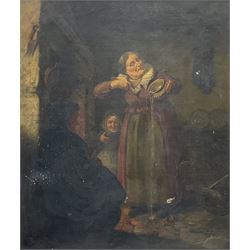 Dutch School (early 19th century): Spirit in the Inn, oil on canvas signed with monogram 60cm x 51cm