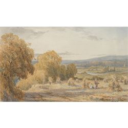 Georgina Martha de l'Aubiniere (British 1848-1930): Mother and Child among Haystacks, wate...