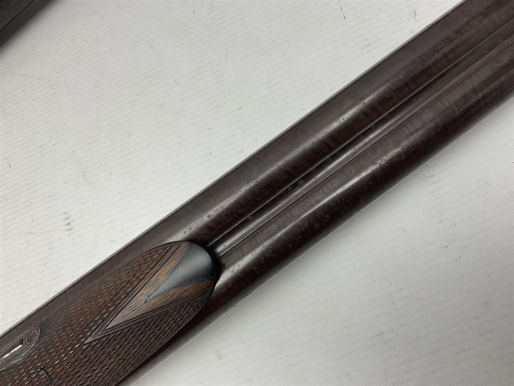 SHOTGUN CERTIFICATE REQUIRED - 19th century John Adams of London 12-bore double barrel side-by-side hammer gun with screw under-lever opening, 76cm (30