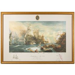 After William Lionel Wyllie RA RWS (British 1851-1931): Trafalgar 2:30pm, coloured print stamped with TP blindstamp dated 1991 and numbered 50/1000 in pencil 67cm x 98cm