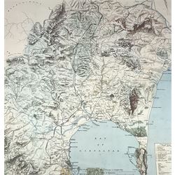 English School (20th century): 'Hunting Map of the Country Near Gibraltar', colour map scale 1.5 inches to 1 mile, pub. Stanfords 43cm x 37cm; 'A Reminiscence of Gibraltar - The Main Street on a Hunting  Morn', original hand coloured page from the Graphic pub. May 12th 1877, 34cm x 53cm (2)