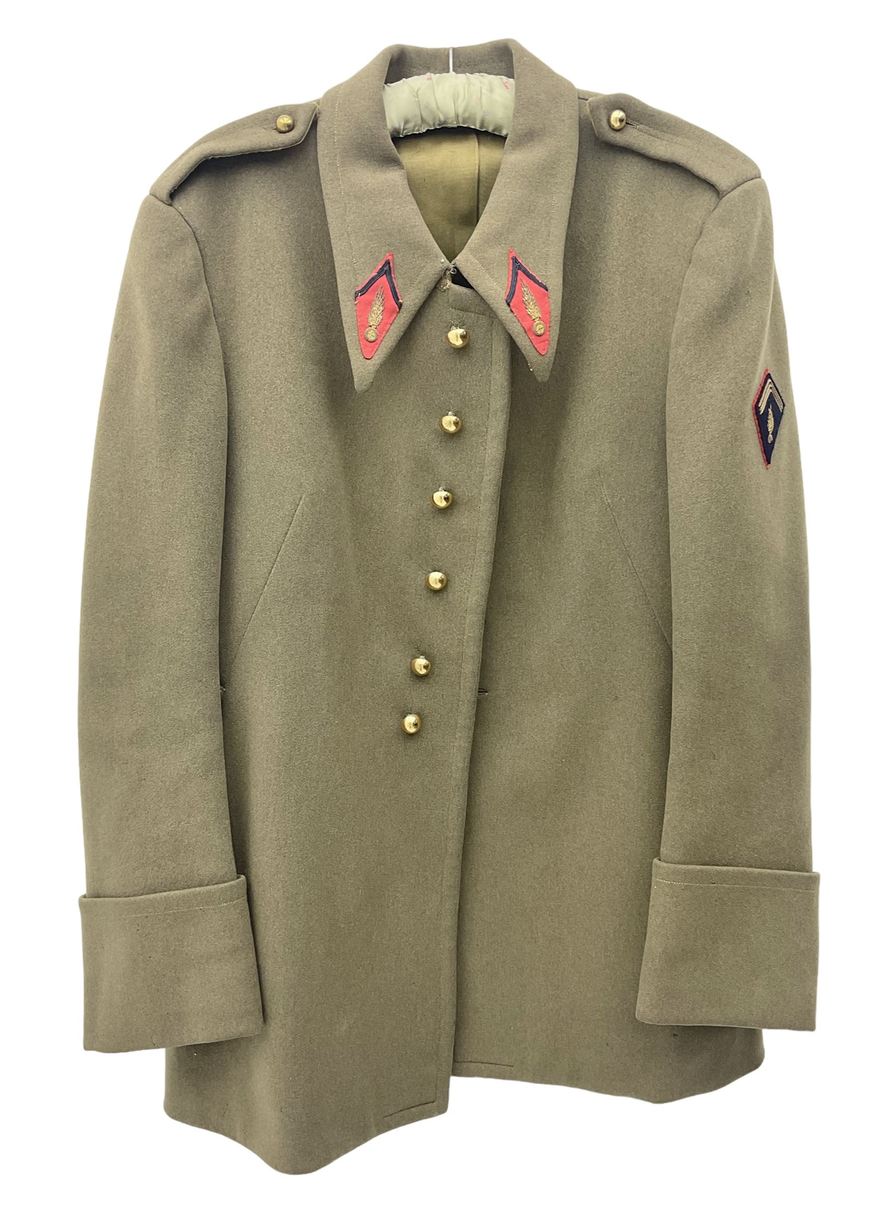 WW2 French Artillery Officer's greatcoat; bears label 'P. Vauclair 40 Boul. du Montparnasse Paris (inscribed to) Mr. Babin Le 17/4/40 No.674'
