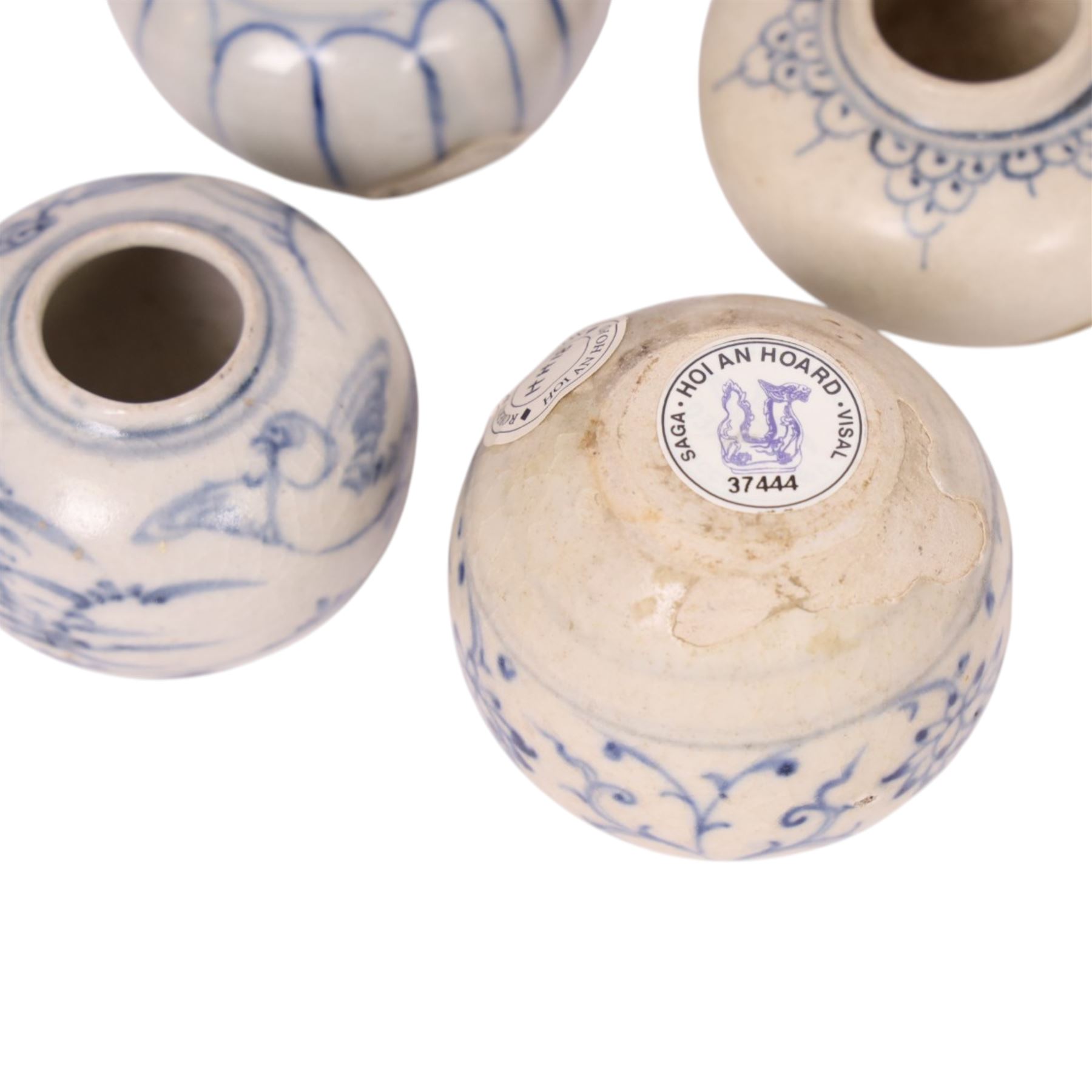 Four Hoi an Hoard miniature vases and a bowl, together with three other tea bowls 