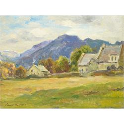 Owen Bowen (Staithes Group 1873-1967): Dales Landscape, oil on board signed 31cm x 41cm