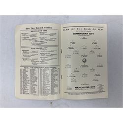 Four F.A. Cup Final programmes at Wembley - 1953 Blackpool v Bolton Wanderers played on May 2nd with Stanley Matthews scoring a match winning hat-trick; 1956 Birmingham City v Manchester City on May 5th in which Bert Trautmann carried on playing with a broken neck; 1957 Aston Villa v Manchester United on May 4th; and 1958 Bolton Wanderers v Manchester United on May 3rd with a post-Munich weakened United team (4)