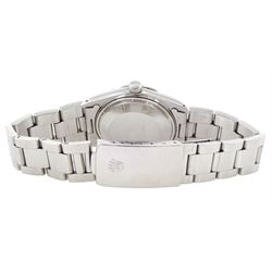 Rolex Oyster Perpetual Air-King Date gentleman's stainless steel automatic wristwatch, Ref. 5700N, serial No. R235206, blue dial with baton hour markers and date aperture, on stainless steel Oyster bracelet, with fold-over clasp