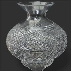 Waterford glass table lamp of baluster form with globe shade and hobnail cut decoration H48cm