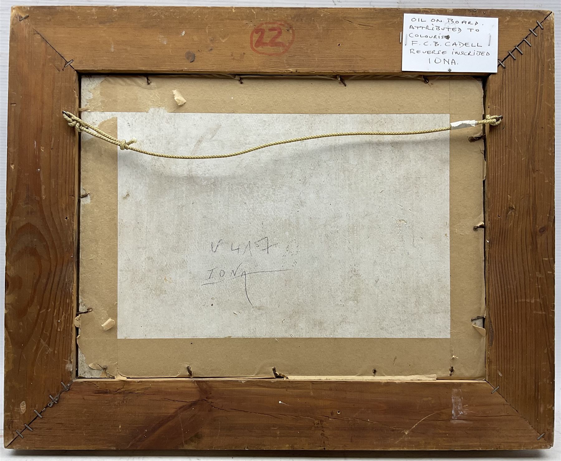 Circle of Francis Campbell Boileau Cadell (Scottish 1883-1937): 'Iona' Coastal Scene, oil on board bears signature, titled verso 29cm x 39cm