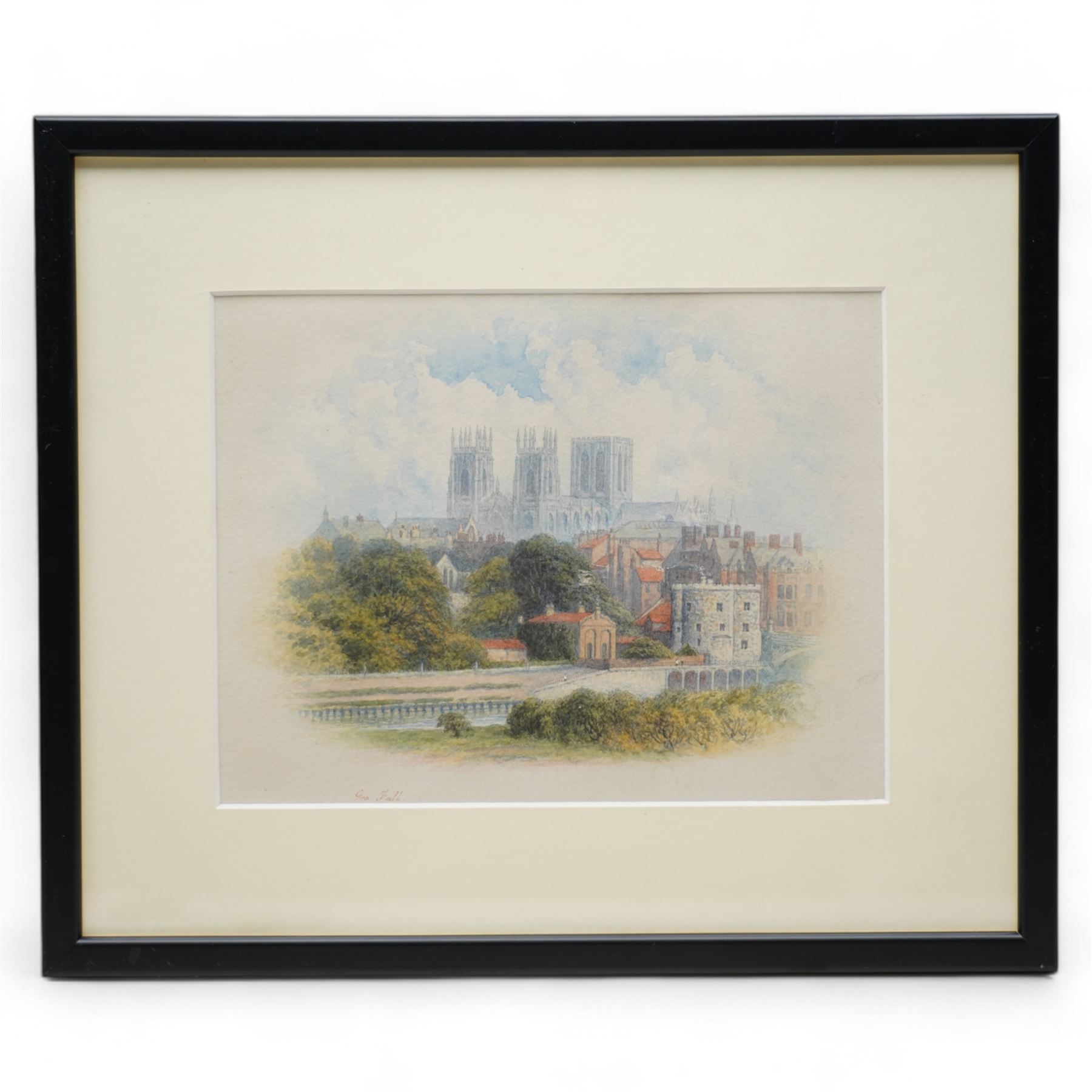 George Fall (British 1848-1925): View of the York Minster and Ouse, watercolour signed 18cm x 23cm