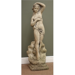  Composite stone figure of a lady, square base, H111cm  