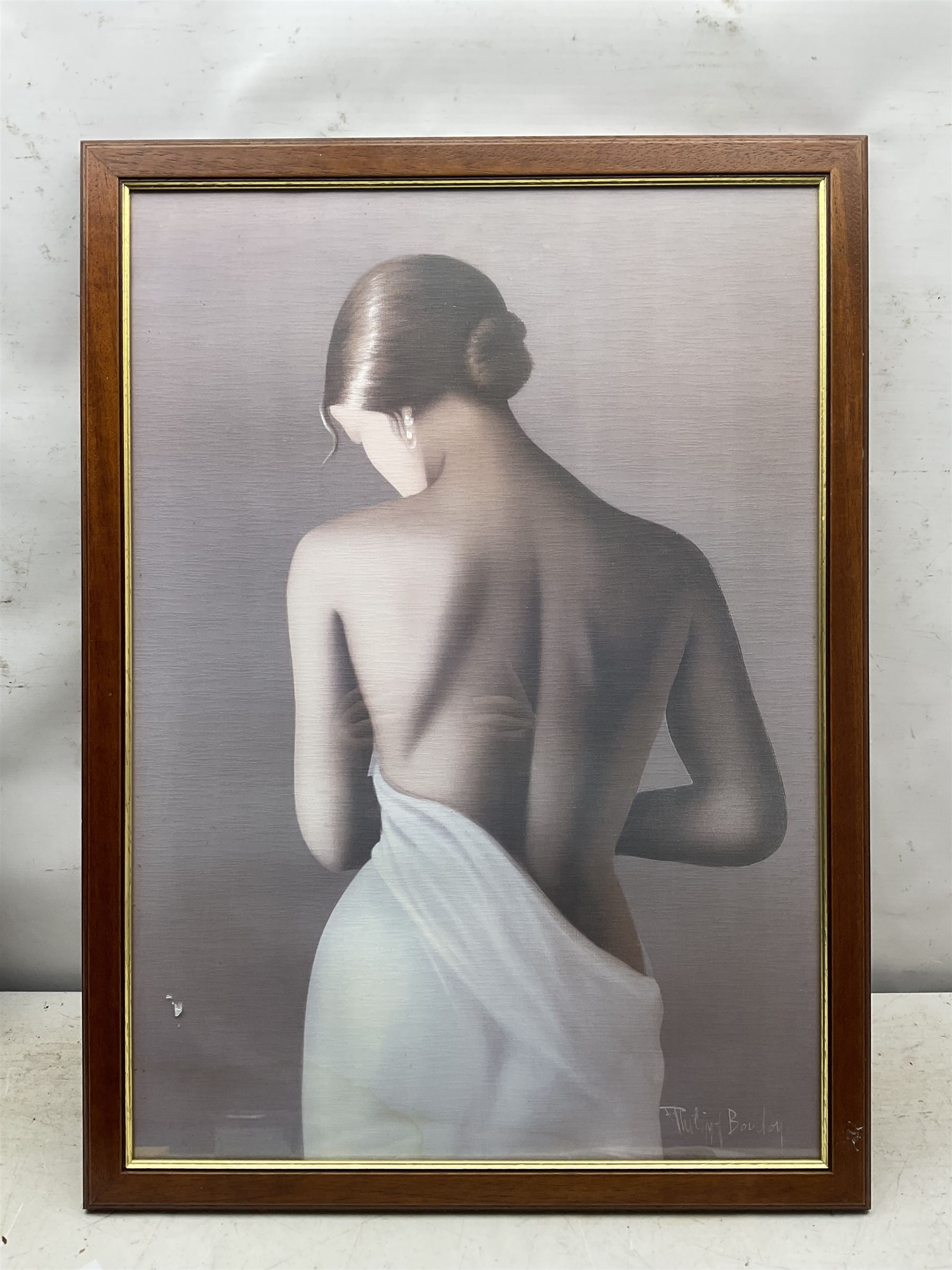 After Philippe Boudoy (Spanish 20th Century): Ladies with Draped Robes, pair of prints 69cm x 49cm (2)