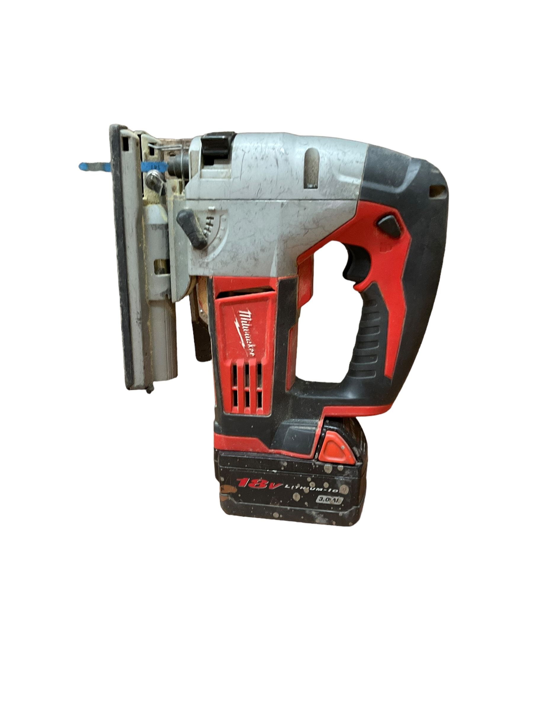 Milwaukee HD 18 JS cordless jigsaw with battery , no charger - THIS LOT IS TO BE COLLECTED BY APPOINTMENT FROM DUGGLEBY STORAGE, GREAT HILL, EASTFIELD, SCARBOROUGH, YO11 3TX