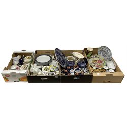 Collection of ceramics in four boxes to include two Meissen onion pattern blue and white plates, each with blue painted crossed swords mark to base,  Hornsea Fauna, West German plate etc