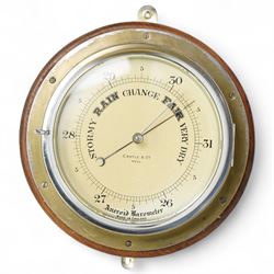 English-early 20th century brass cased Nautical Aneroid Ships Barometer with an  8” dial i...