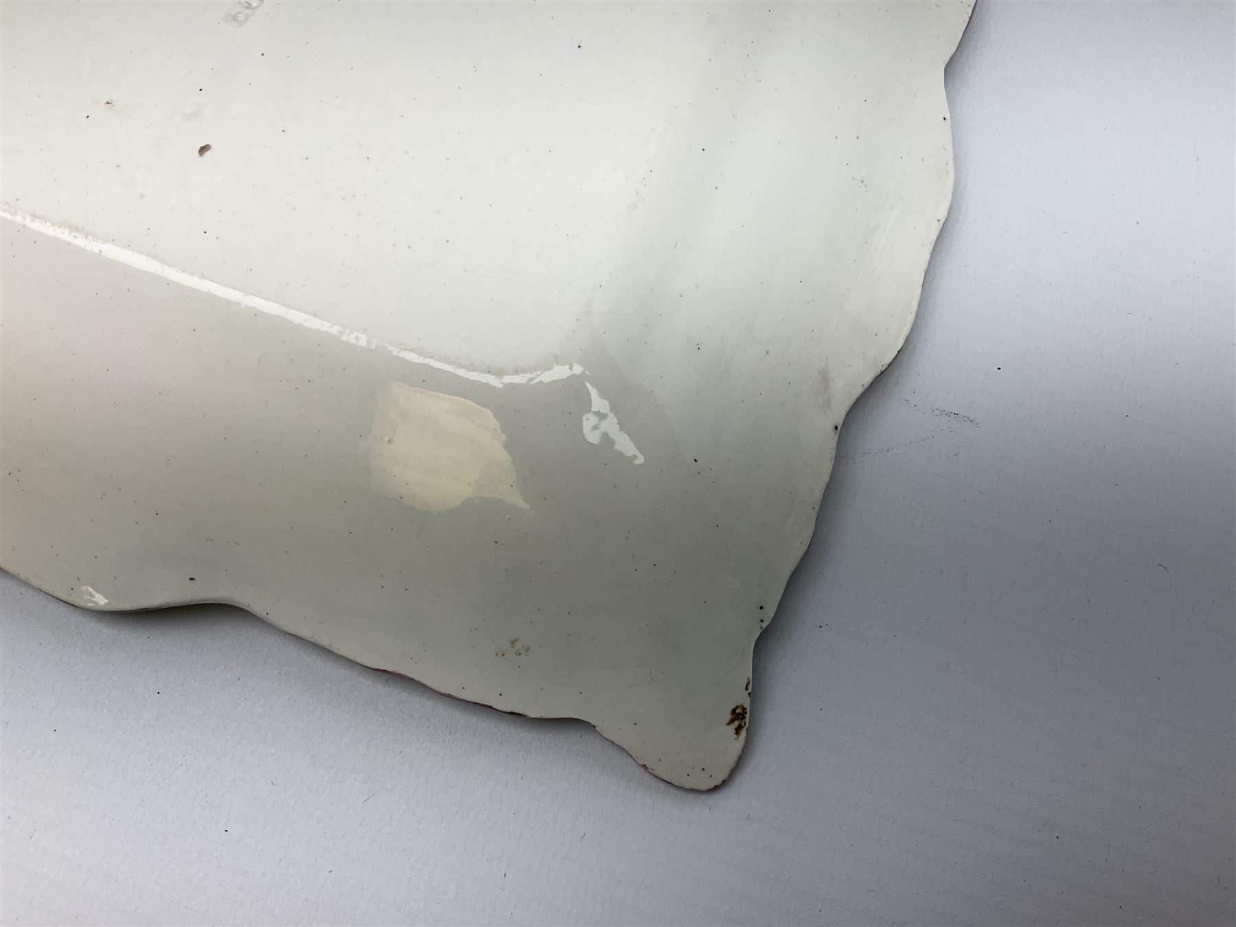 19th century Sunderland pink lustre wall plaque, inscribed 'Behold God will not cast away a perfect man, neither will he help the evil doers', H20cm