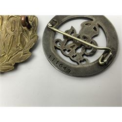 WWI J. Hudson & Co. Birmingham trench whistle dated 1916; WWI British War Medal awarded to 117363 Gnr. N.L. Wright R.A.; Services Rendered badge No.111643; RAF & RFC cap badges etc