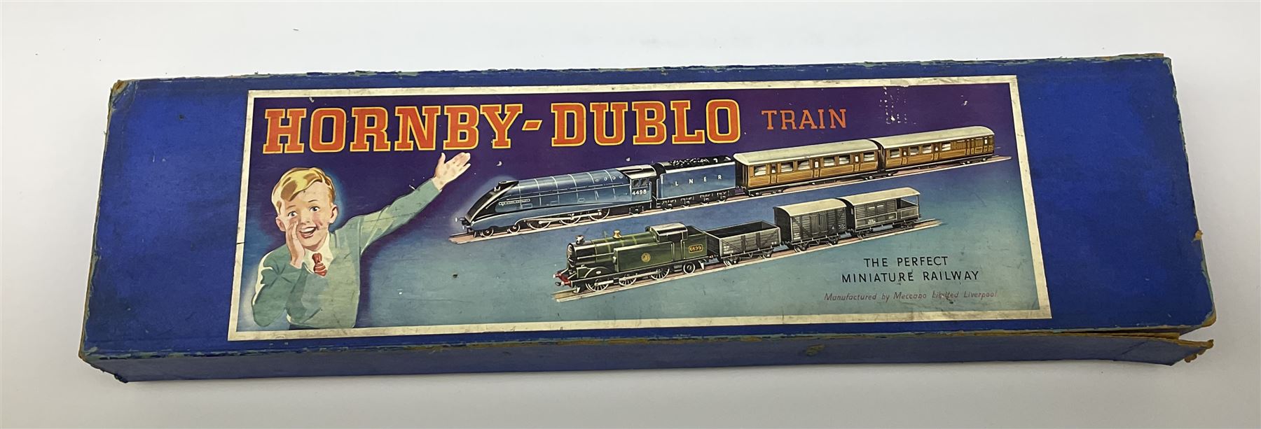 Hornby Dublo - three-rail EDG7 Tank Goods Train set with LMS black 0-6-2 Tank locomotive No.6917, two wagons (lacking brake van), quantity of straight and curved track and controller, in earlier long box.