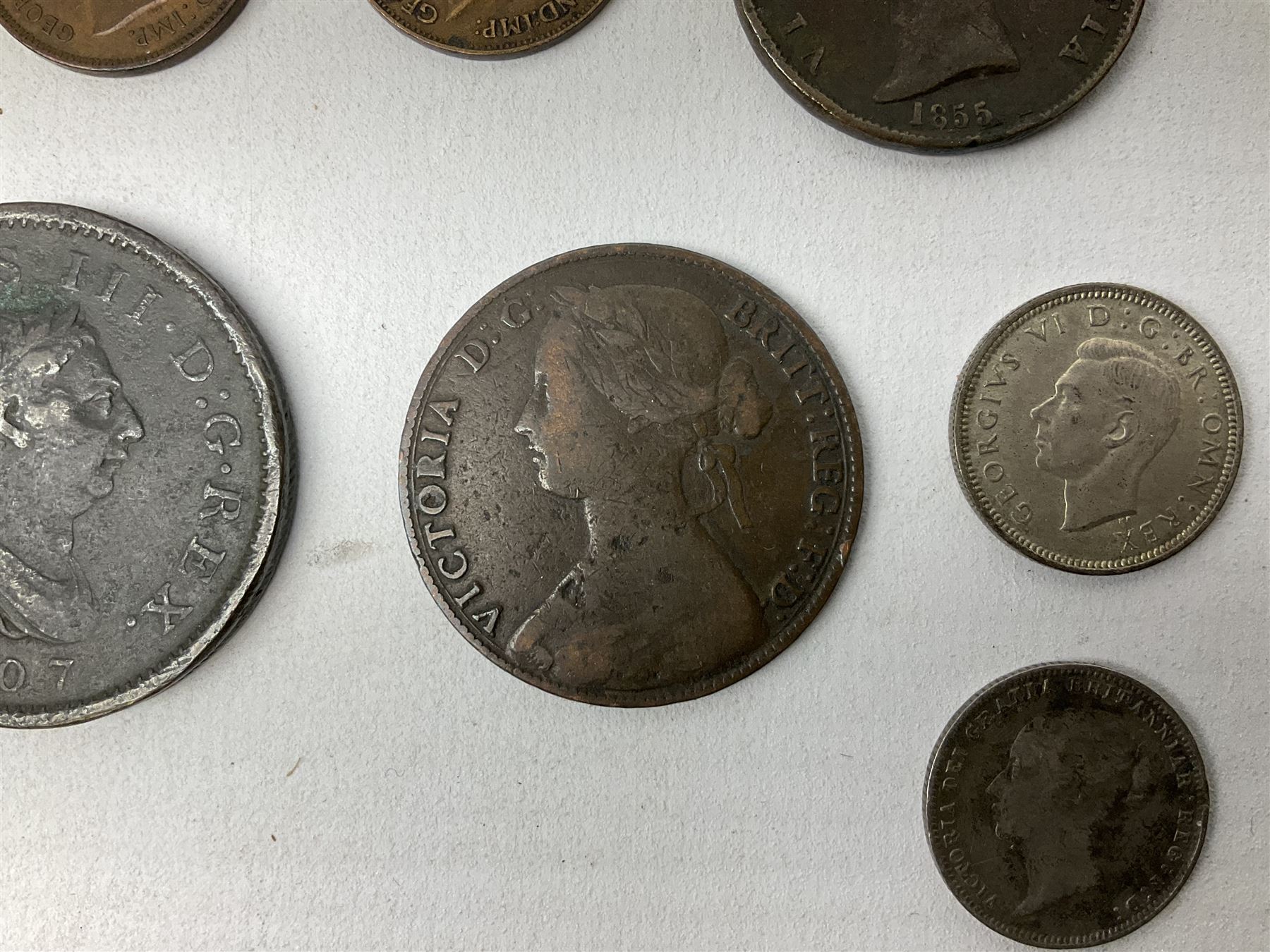Queen Victoria 1861 penny, 1876 sixpence coin, five early silver coins including Elizabeth I etc
