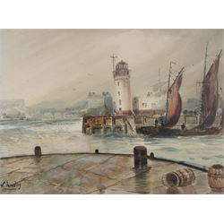 Walter Linsley Meegan (British 1859-1944): Scarborough Harbour, watercolour signed 35cm x 46cm 