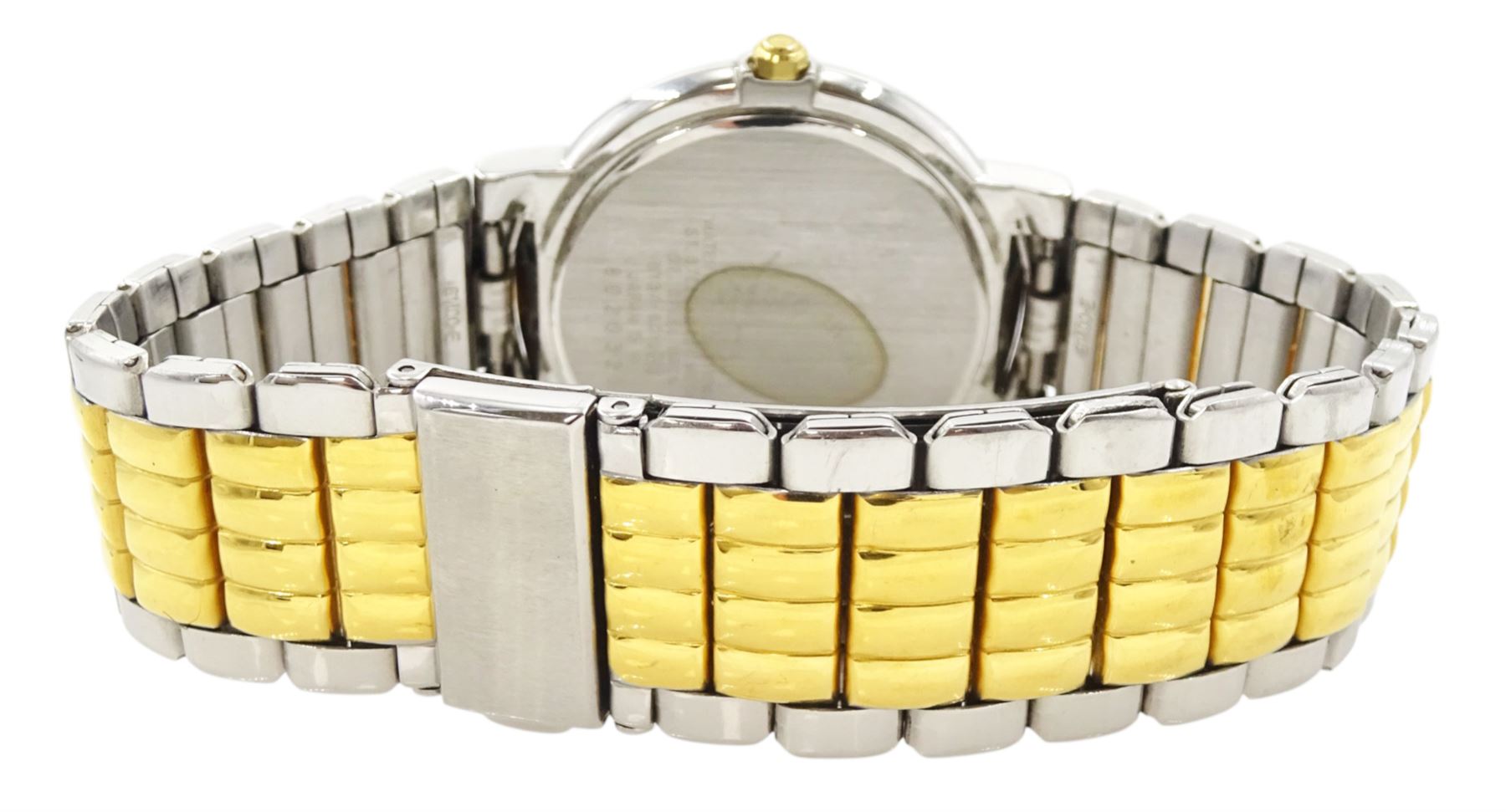 Seiko Levante gentleman's stainless steel and gold-plated quartz wristwatch, Ref. 5Y37-6010, on original strap, with fold-over clasp, boxed with additional link