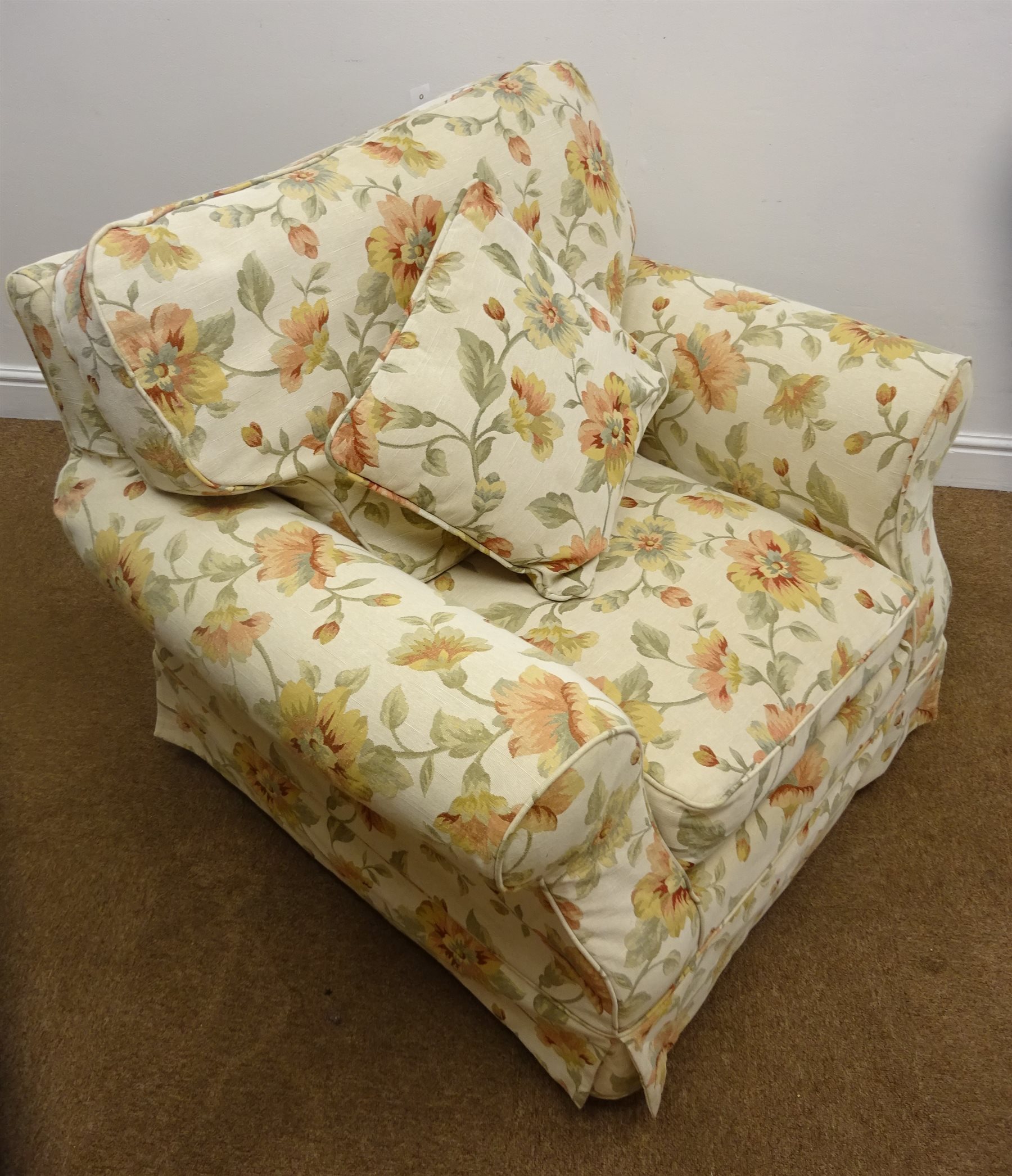Laura Ashley armchair upholstered in Chintz cover with Plums loose