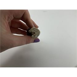 Victorian Wedgwood blue jasperware jardiniere H16.5cm; Victorian copper lustre jug; James Kent art deco style green glazed jug; and Beswick figure of a singing cat (4)