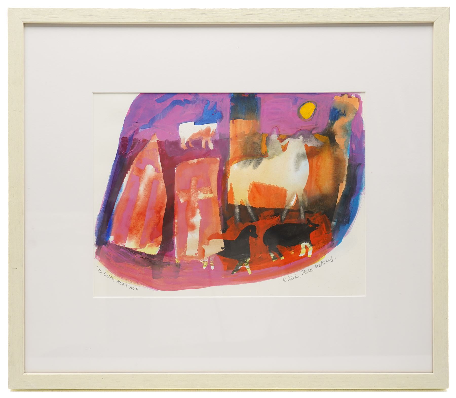 Gillian Ross Kelsey (British 1935-2025): 'The Celtic Horse No 1', mixed media on paper signed and titled in pencil 25cm x 34cm