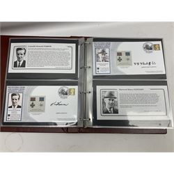 Album containing over seventy Victoria Cross and George Cross related First Day Covers, Medal Covers, Coin Covers, PHQ cards and postcards, Presentation Packs etc; some bearing signatures of the recipient.