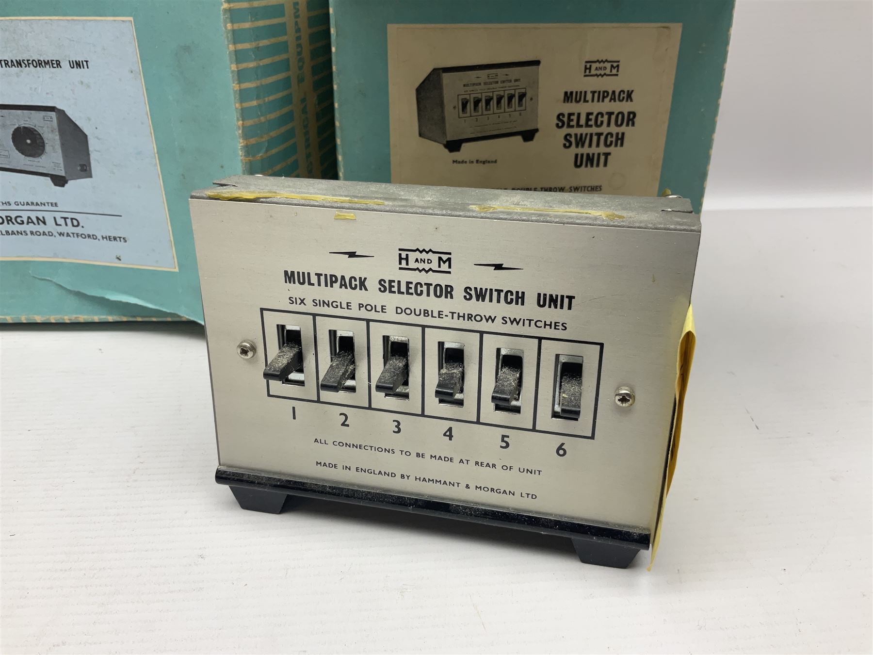 Quantity of loose unused 'N' gauge track; H. & M. Powermaster Variable Transformer Unit, Model R.C.1 Rectifier Controller, Selector Switch Unit and Meter Unit; all boxed; and small quantity of booklets