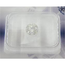Single round brilliant cut diamond of 0.76 carat, with World Gemological Institute Report