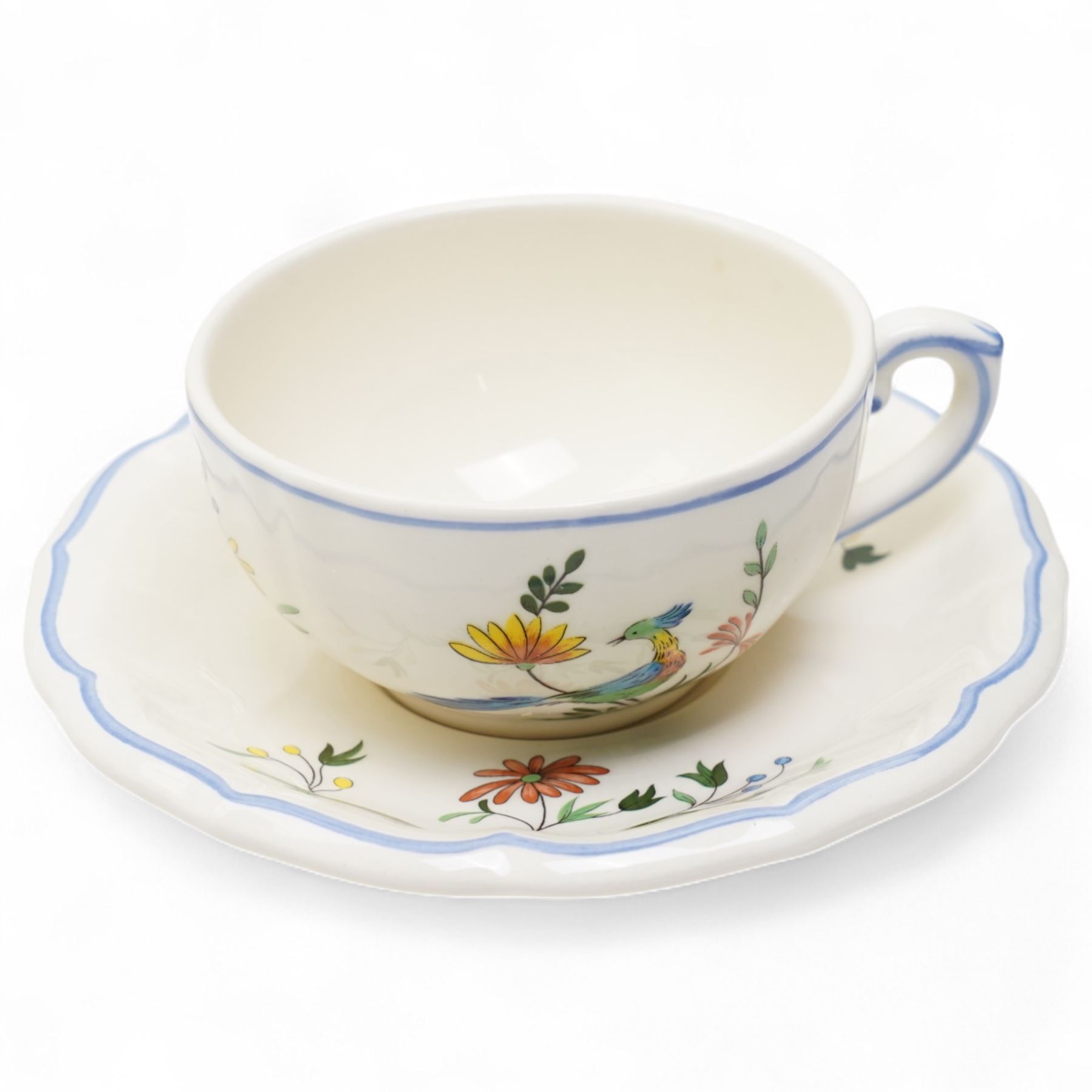 Gien France 'Oiseaux De Paradis' pattern faience tea and dinner