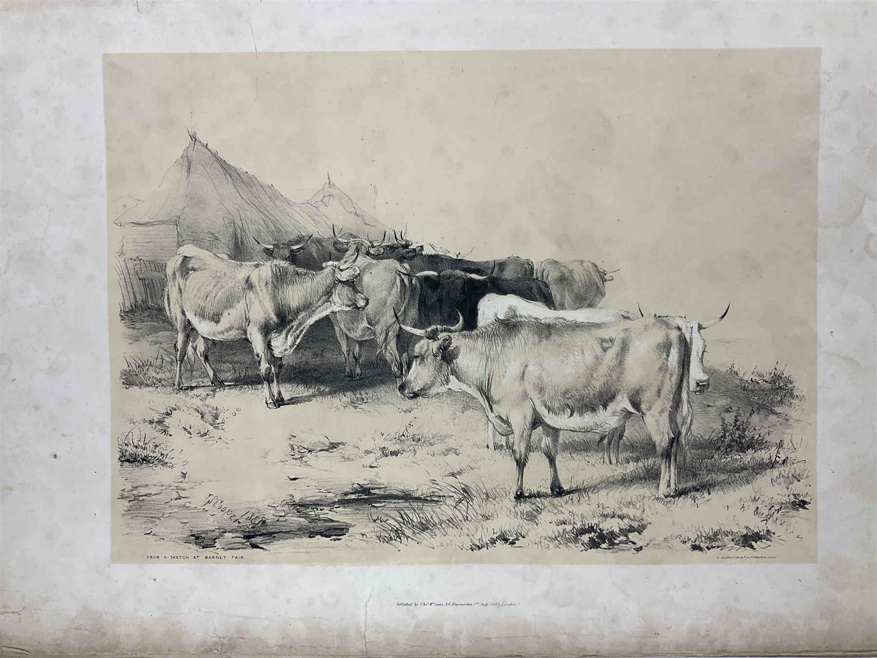 Thomas Sidney Cooper (British 1803-1902): 'Cooper's Designs for Cattle Pictures, Thirty Four Subjects of Cattle &co Designs for Pictures', London, published by T McLean, Ackermann & Co and C Tilt, 1837, with thirty two plates 