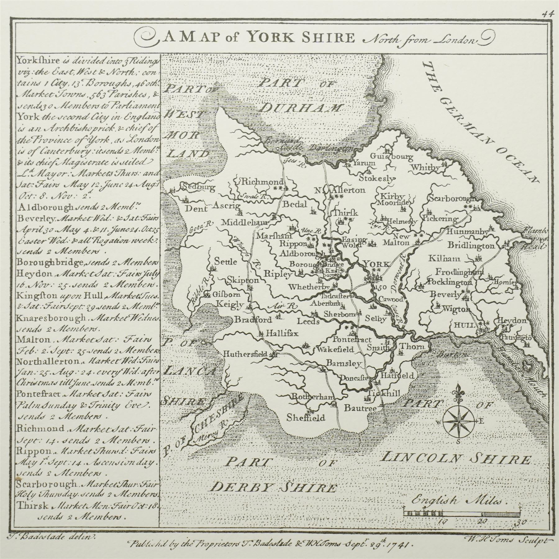 After Thomas Badeslade - Series of twenty two reproduction small black and white county maps from 'Chorographia Britannica' originally engraved by W H Toms, image size approx 14cm x 14cm 