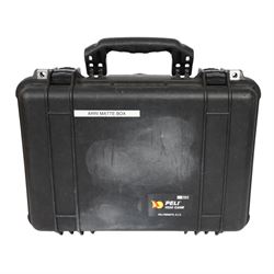 Arri LMB-25 kit comprising LMB-25 Matte Box with three filter stages, one top light shield, two clamp-on adapters one 87mm and one 110mm and five masks, in a custom cut Peli 1500 case