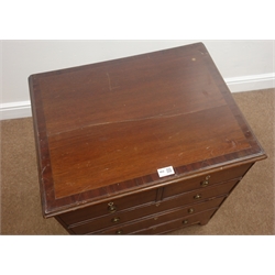 Small 19th century mahogany chest, two fall front false drawers, shaped apron and bracket supports, W58cm, H75cm, D46cm  