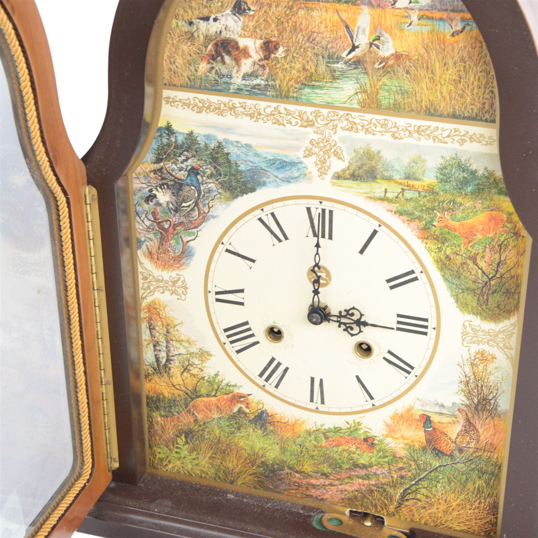 The Wildlife Clock by Conrad Franz, 8-day mechanical movement striking on a bell, mantel or wall mountable, with key H37cm
