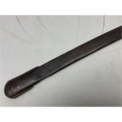 Italian M1833 Sabre with slightly curving 79cm fullered steel blade, the plain steel hilt with 'D' shaped knuckle bow, langets and wire-bound leather grip; in steel scabbard with single hanging ring L101cm overall